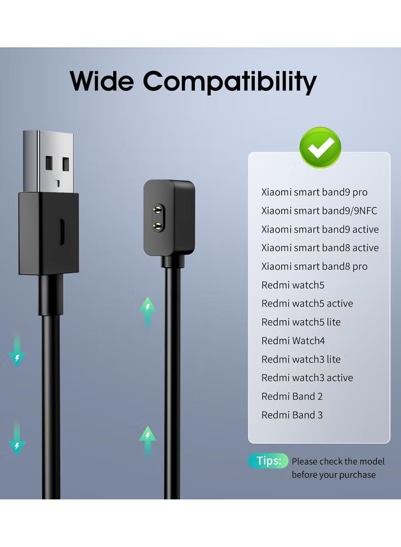 كابل شاحن USB بطول 1 متر متوافق مع Xiaomi MI Band 10 و MI Band 9/9 Pro و Mi Band 8/8 Pro و Redmi Watch 5/5 Lite/5 Active و Redmi Watch 4/4 Lite/4 Active و Redmi Watch 3/3 Lite/3 Active - Image 2